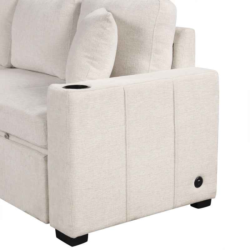 Convertible U-Shaped Sectional Sofa With Pull-Out Bed by HouseOfZazla