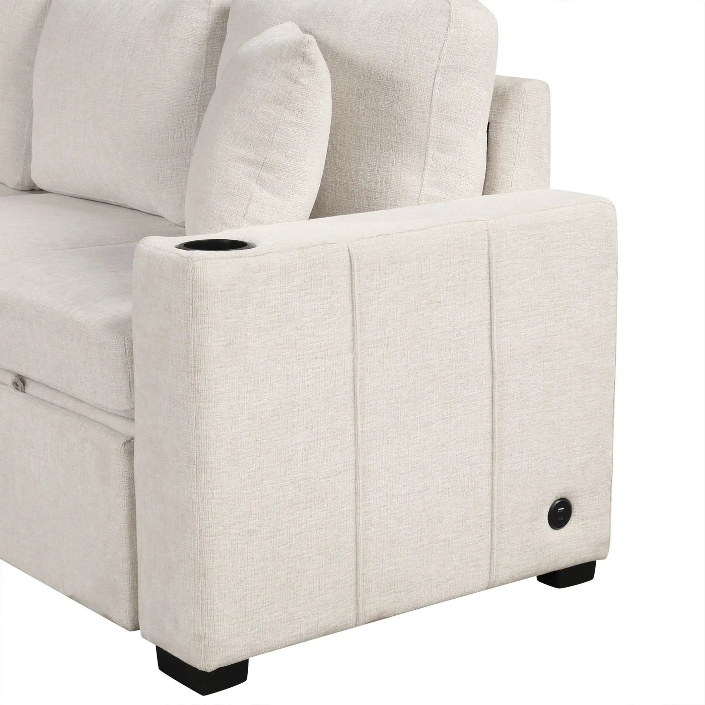 Single Pull Out Sofa Bed With USB Ports And Cup Holders by HouseOfZazla