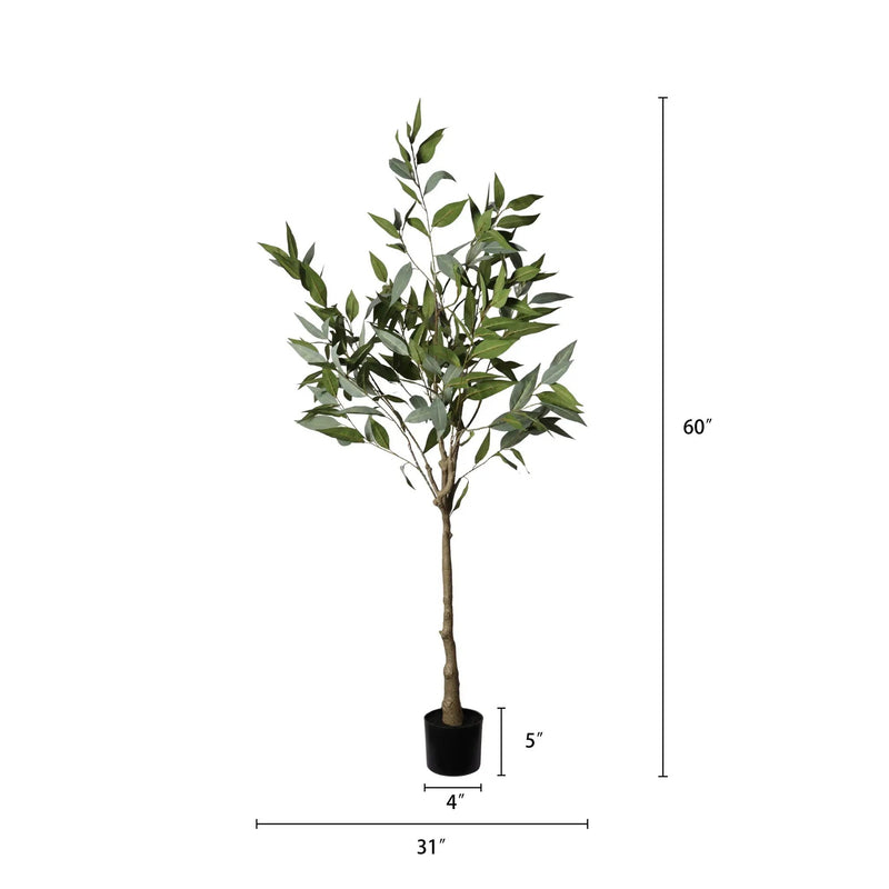 5Ft Realistic Artificial Eucalyptus Tree In Pot With Lush Leaves For Home Office Decor - Green Leaves by Unique Piece Furniture