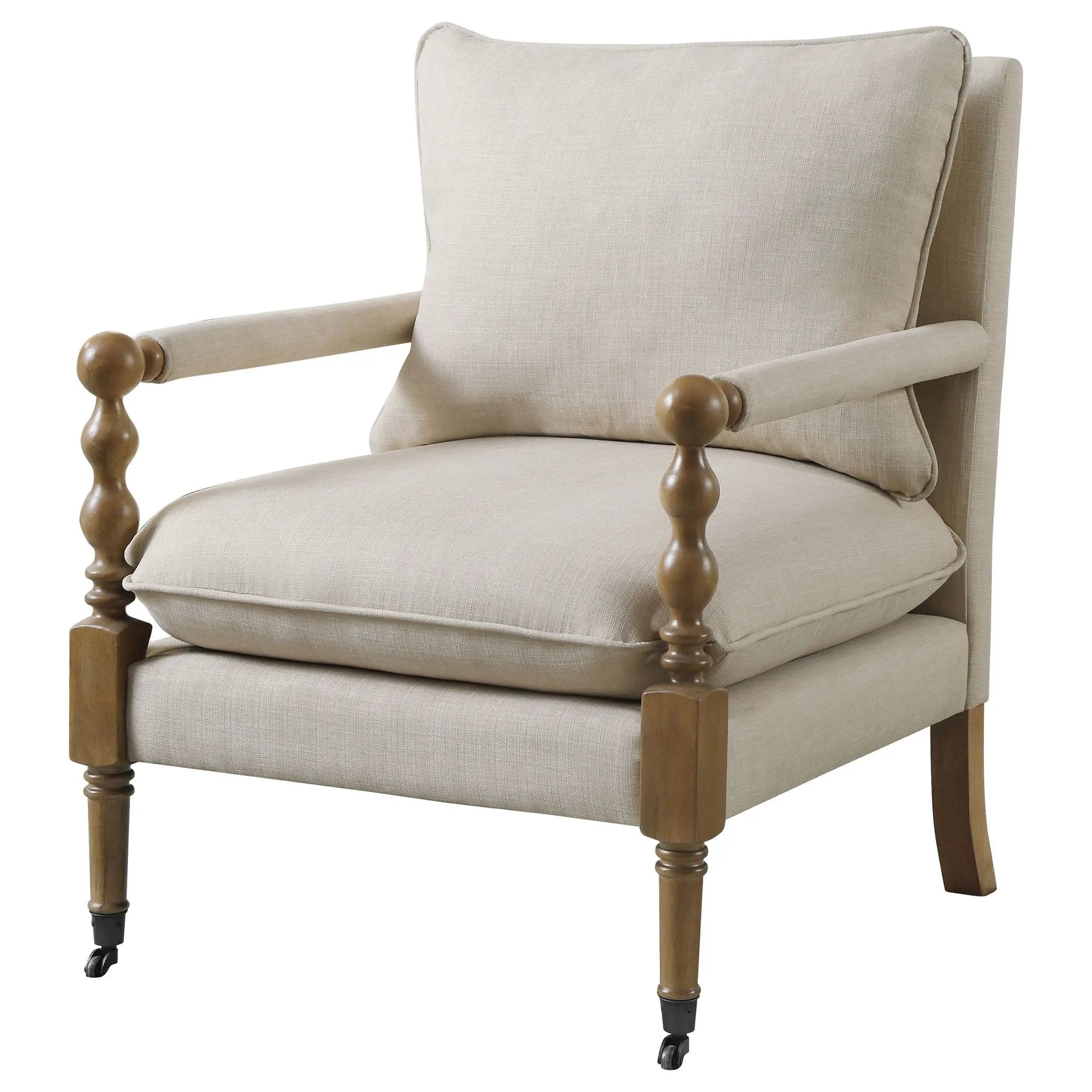 Dempsy Upholstered Accent Chair with Casters Beige by Unique Piece Furniture