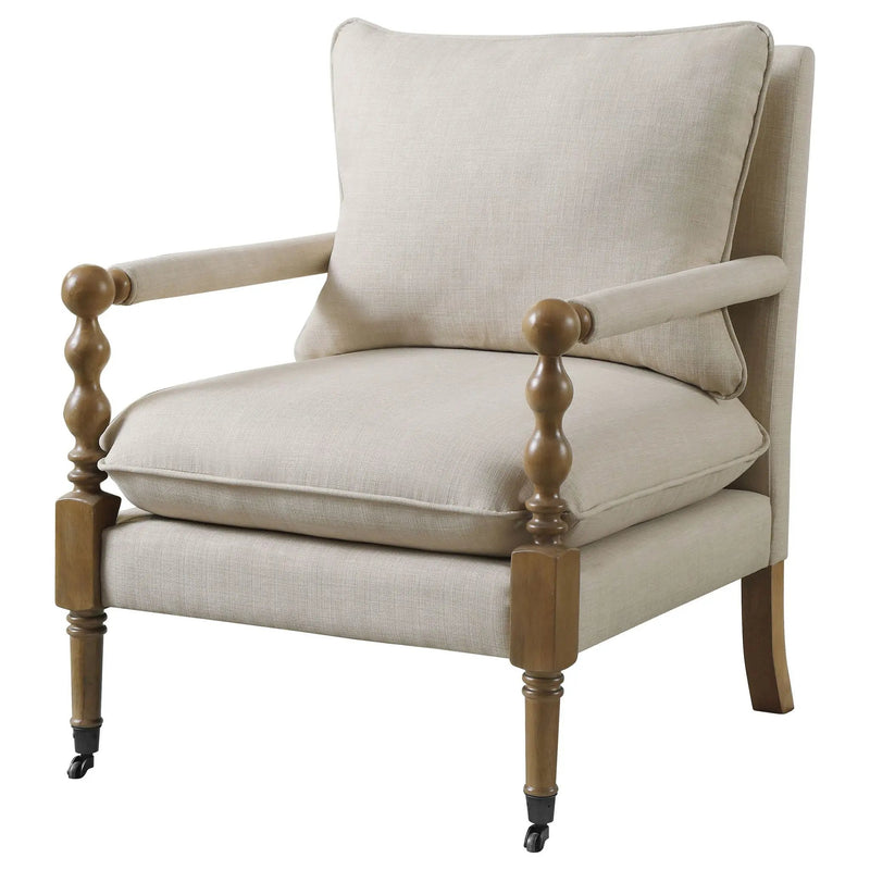 Dempsy Upholstered Accent Chair with Casters Beige by Unique Piece Furniture
