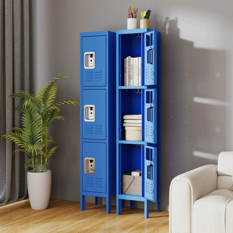 Lockers For Employees With 3 Door Storage Locker Durable For Gym, School, Office - Blue by HouseOfZazla