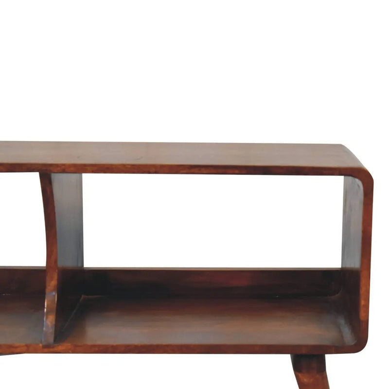 Solid Wood Curved Chestnut Media Unit by HouseOfZazla