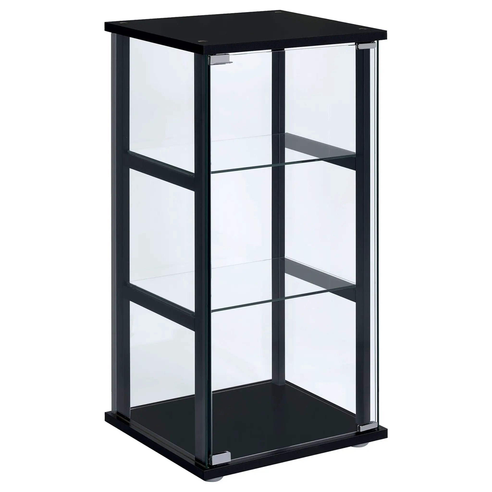 Cyclamen 3-shelf Clear Glass Curio Display Cabinet Black by Unique Piece Furniture
