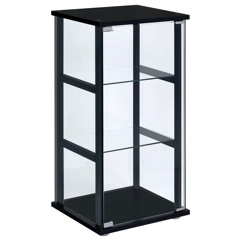 Cyclamen 3-shelf Clear Glass Curio Display Cabinet Black by Unique Piece Furniture