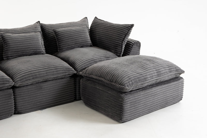 129.8" Width Cloud Couch Oversized Modular Sectional Sofa by HouseOfZazla