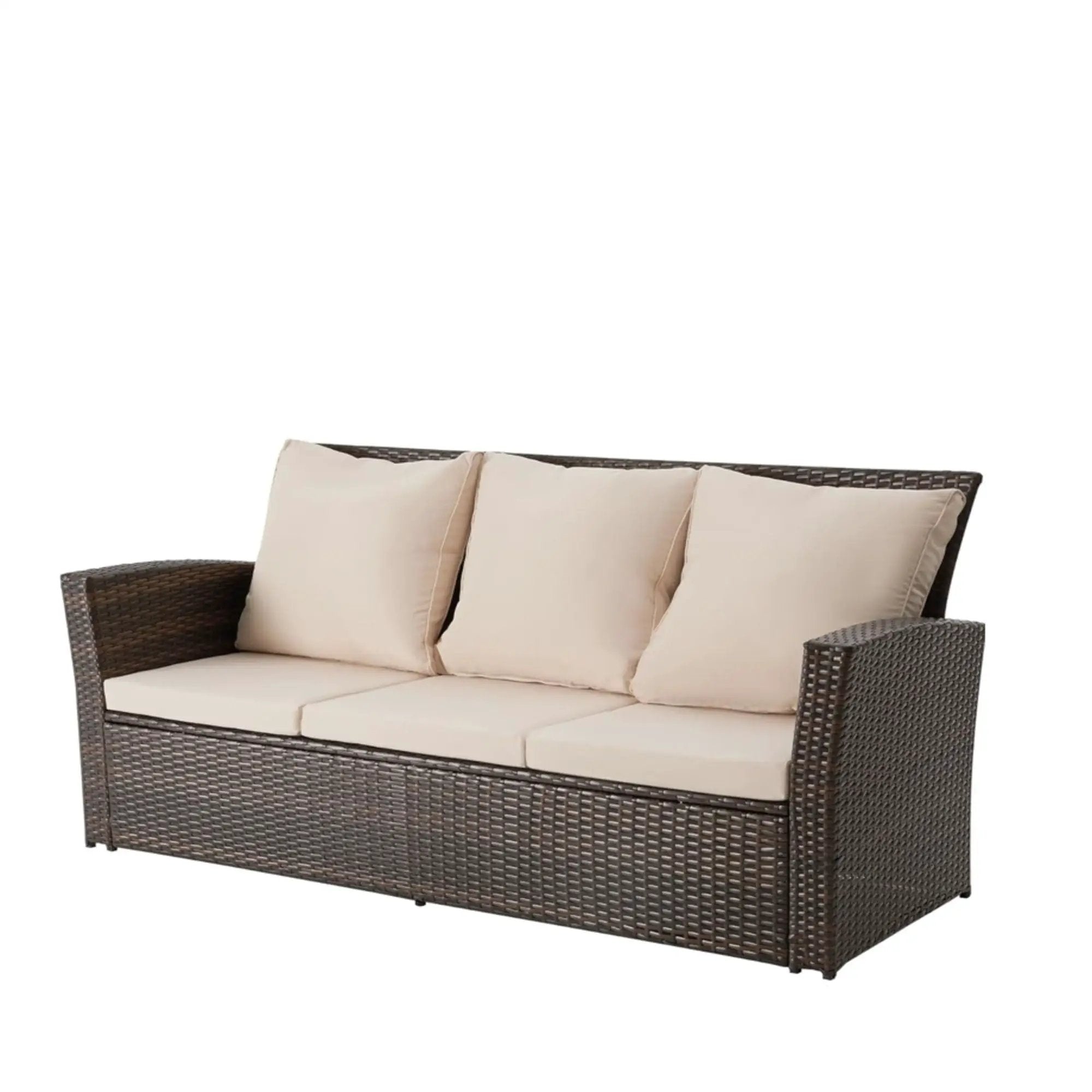 All-Weather Wicker 3 Seat Patio Sofa With Thick Cushions by HouseOfZazla