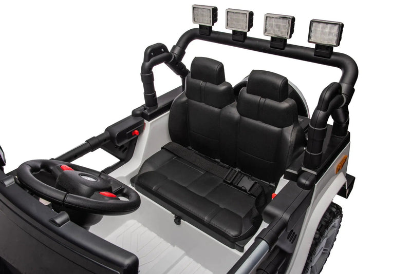 12V7A 30W*2 Four-Wheel Drive Seat One Button Start, Forward And Backward, High And Low Speed, Music, Front Light, Power Display, Two Doors Can Open, 2.4G R / C, Seat Belt Four Wheel Absorber by HouseOfZazla