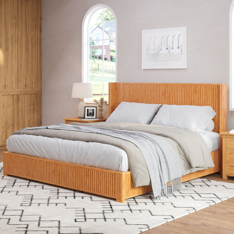 Platform Bed Frame With Headboard, Floor Standing Design by HouseOfZazla