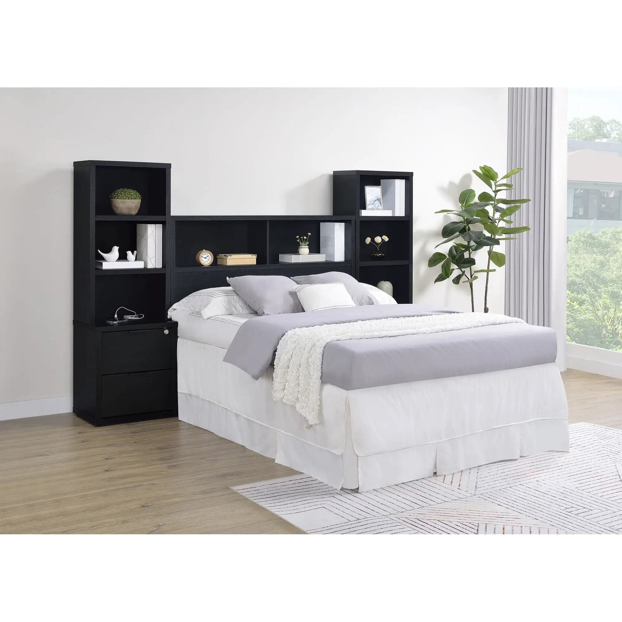Geary - 3 Piece Bedroom Set With Bookcase Headboard by HouseOfZazla