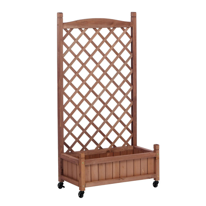 Raised Garden Bed With Trellis 2 Pack, Outdoor Planter Box & Plant Stand With Climbing Racks - Brown by HouseOfZazla