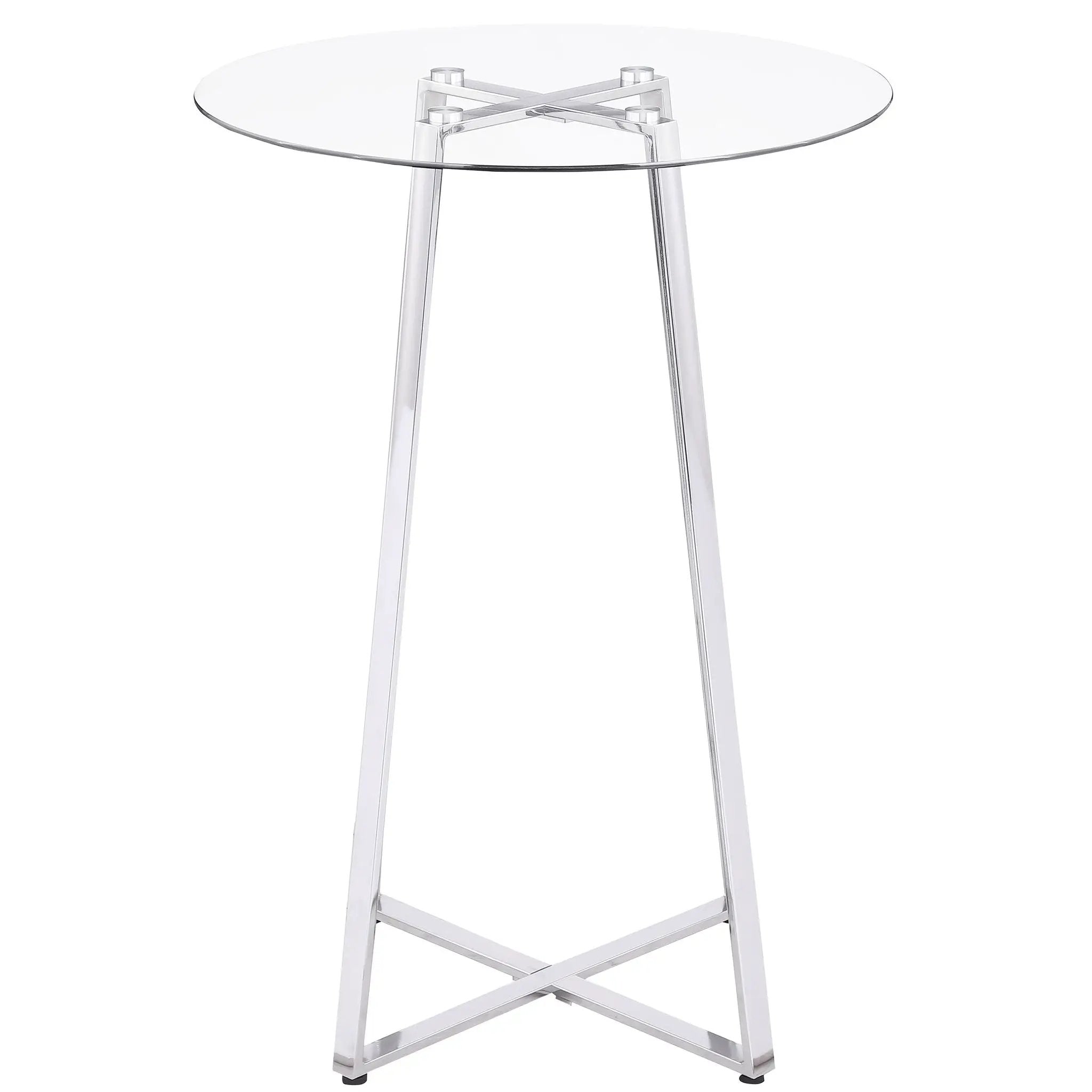 Zanella Round 30-inch Glass Top Bistro Bar Table Chrome by Unique Piece Furniture