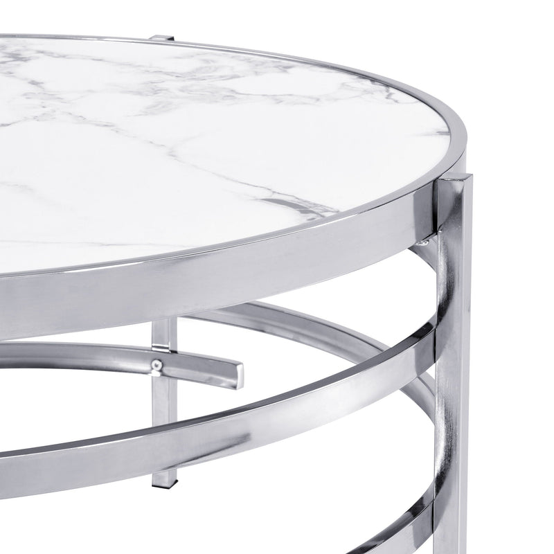 Elegant Round Table With Sintered Stone Top & Sturdy Metal Frame by HouseOfZazla