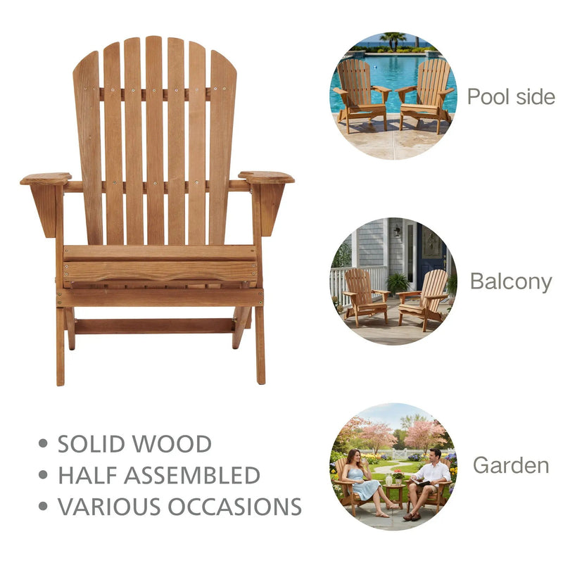 Oversize Outdoor Folding Adirondack Chair, Patio Chair For Garden by Unique Piece Furniture