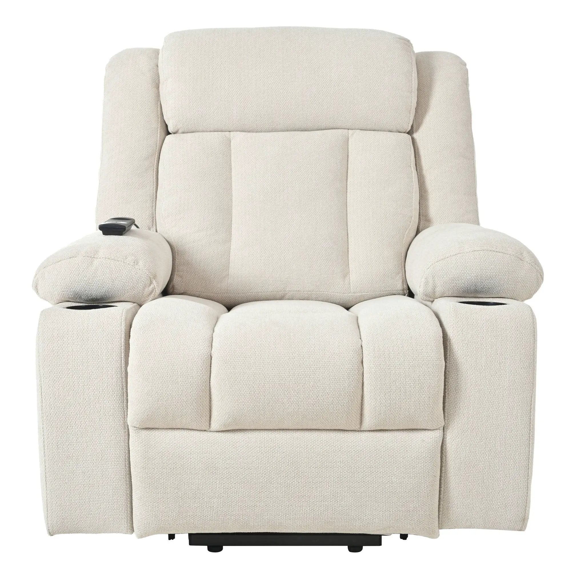 Power Lift Recliner Chair With Extended Footrest, Remote Control, Cup Holders, And Side Pockets by HouseOfZazla