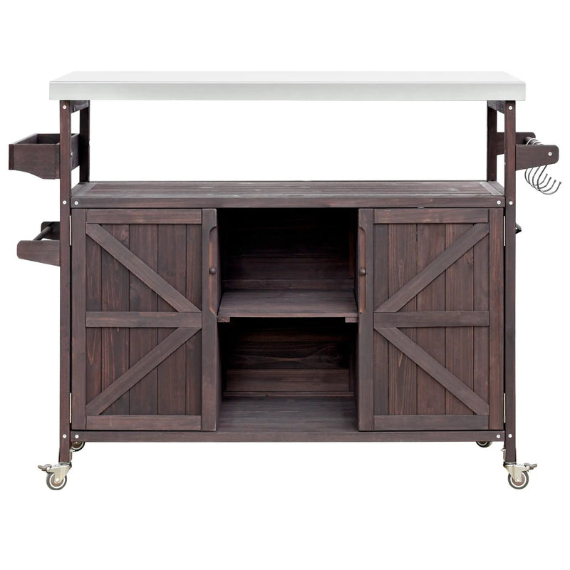 K&K Outdoor Kitchen Island, Rolling Bar Cart & Storage Cabinet by HouseOfZazla