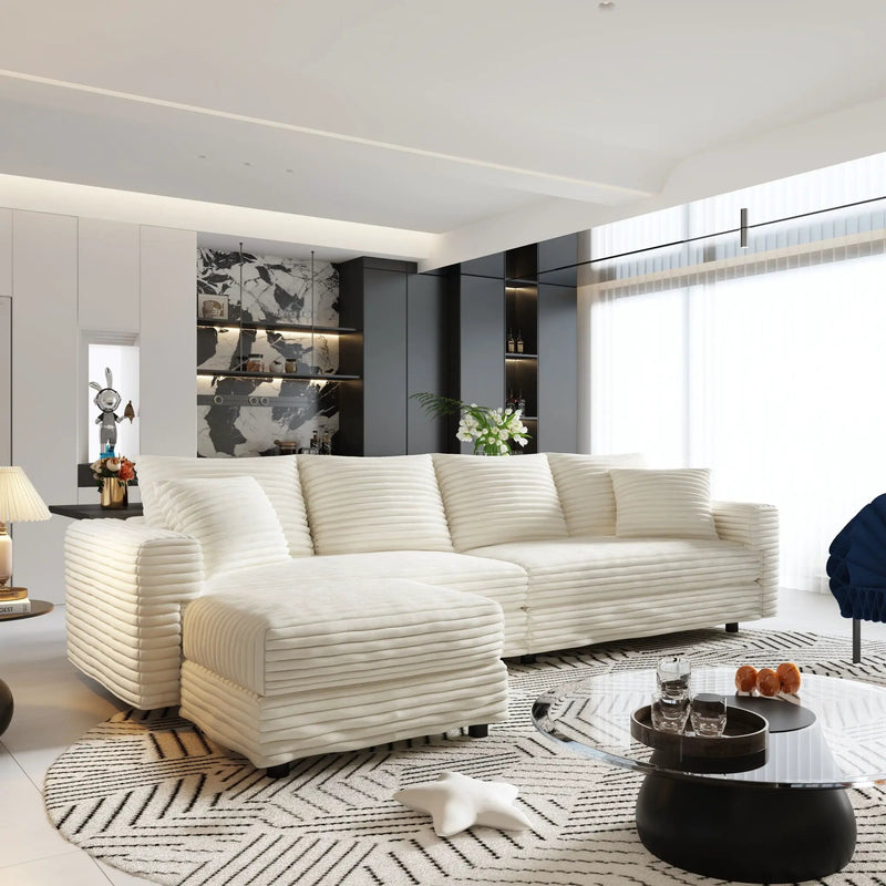 4 Seat Sofa With Soft Pillows And Movable Ottoman by HouseOfZazla