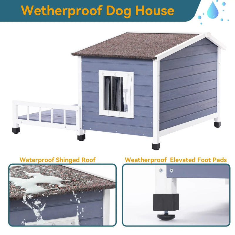 Large Wooden Dog House with Terrace by HouseOfZazla