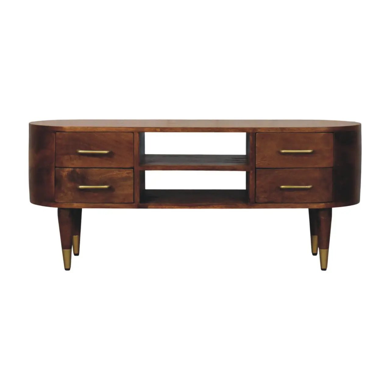 Solid Wood Valenza Curved Media Unit by HouseOfZazla