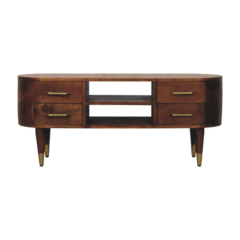 Solid Wood Valenza Curved Media Unit by HouseOfZazla