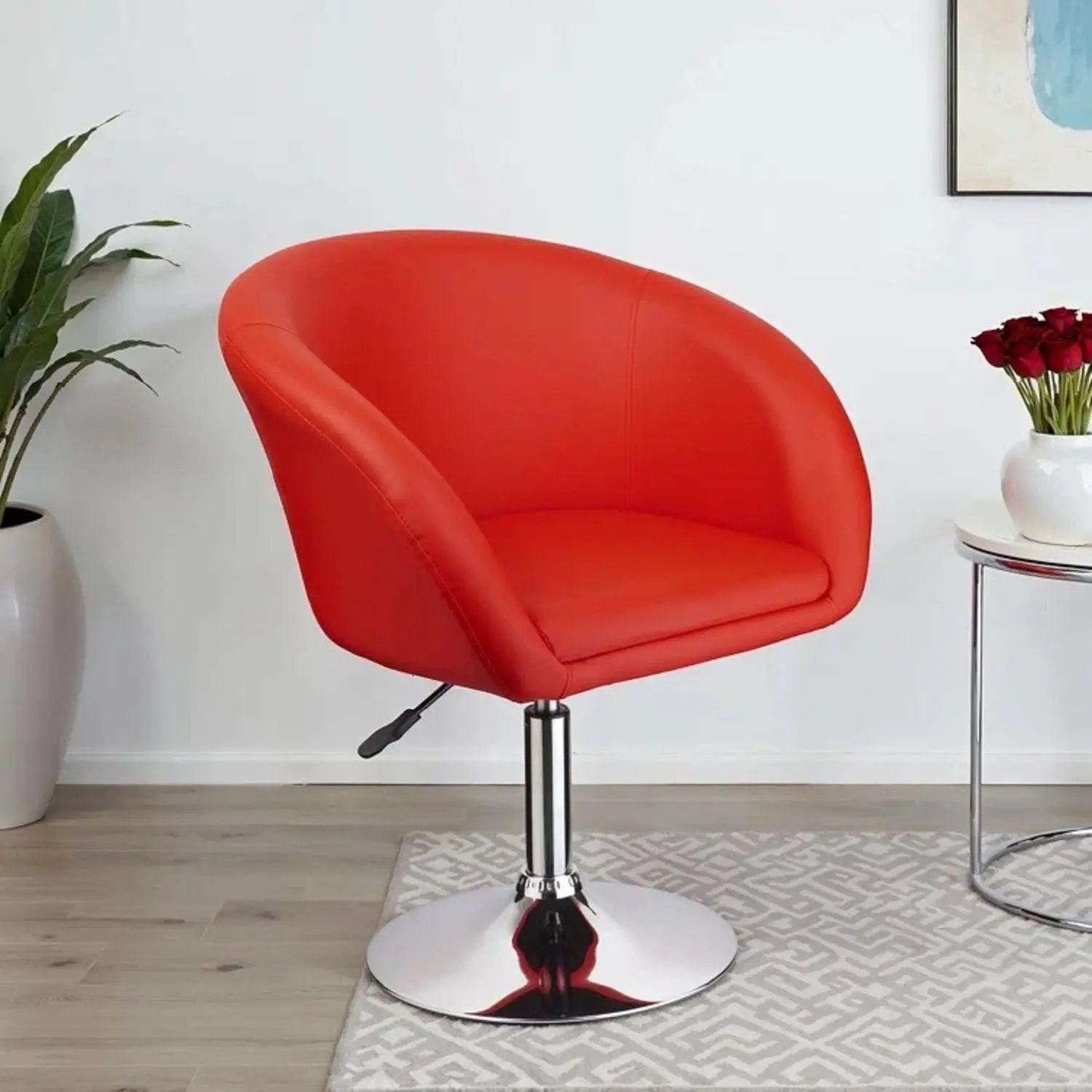 Adjustable Swivel Barrel Chair For Dining Room - Red by Unique Piece Furniture