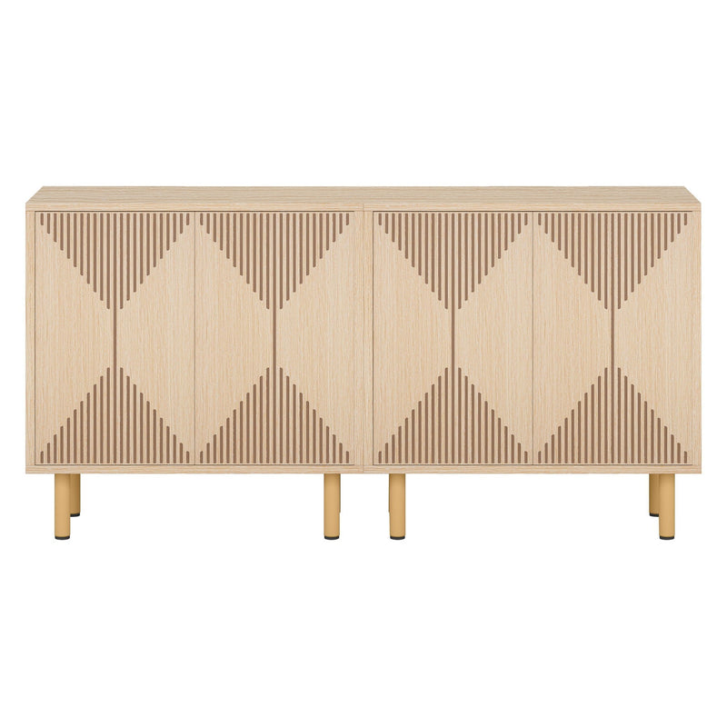 Sideboard Buffet Cabinet With Carved Doors - Yellow by HouseOfZazla