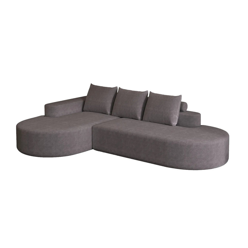 Modern Curved Sofa, L-Shaped Modular Sectional Set With 3 Pillows by HouseOfZazla