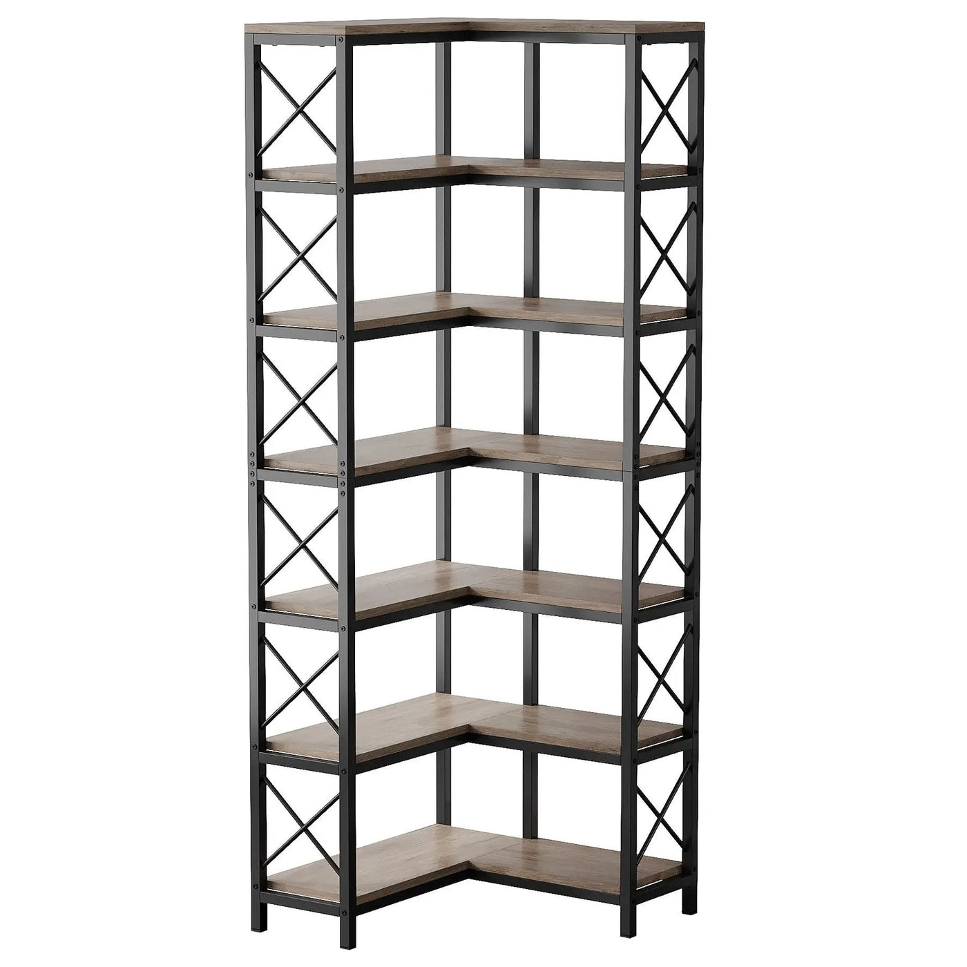 7 Tier Corner Bookshelf, Storage Unit For Living Room by HouseOfZazla