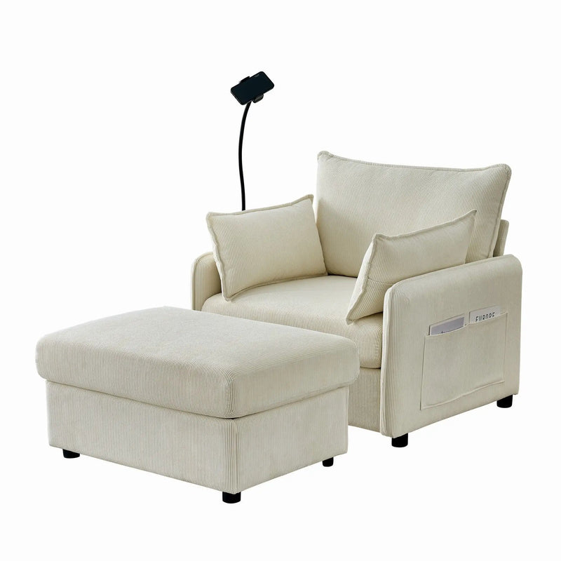 Comfy Oversized Chaise Lounge Chair With Ottoman And Storage by Unique Piece Furniture
