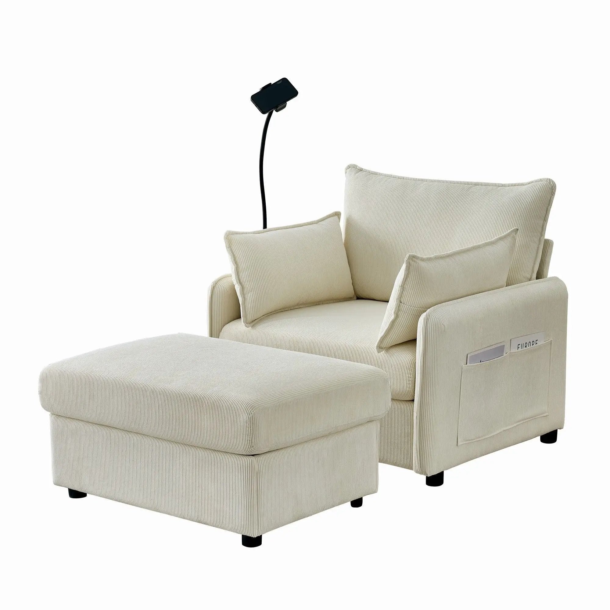 Comfy Oversized Chaise Lounge Chair With Ottoman And Storage by HouseOfZazla