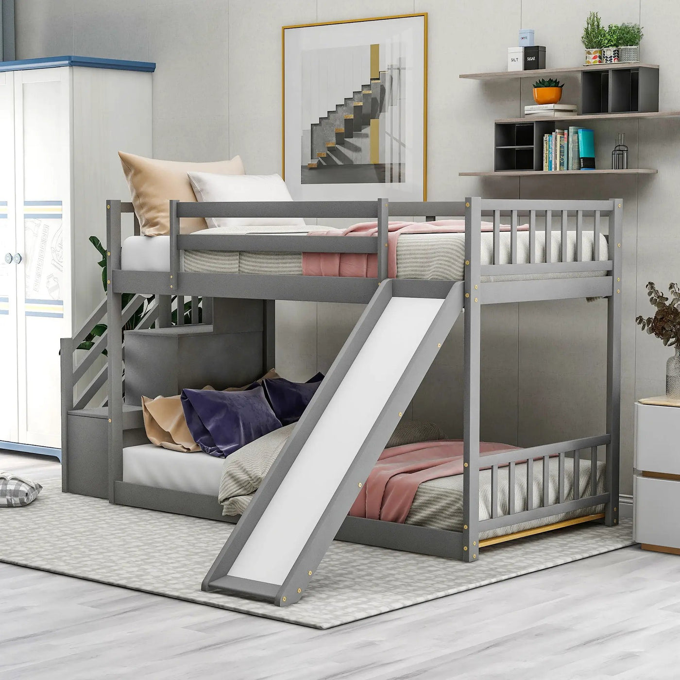 Bunk Bed With Convertible Slide And Stairway by HouseOfZazla