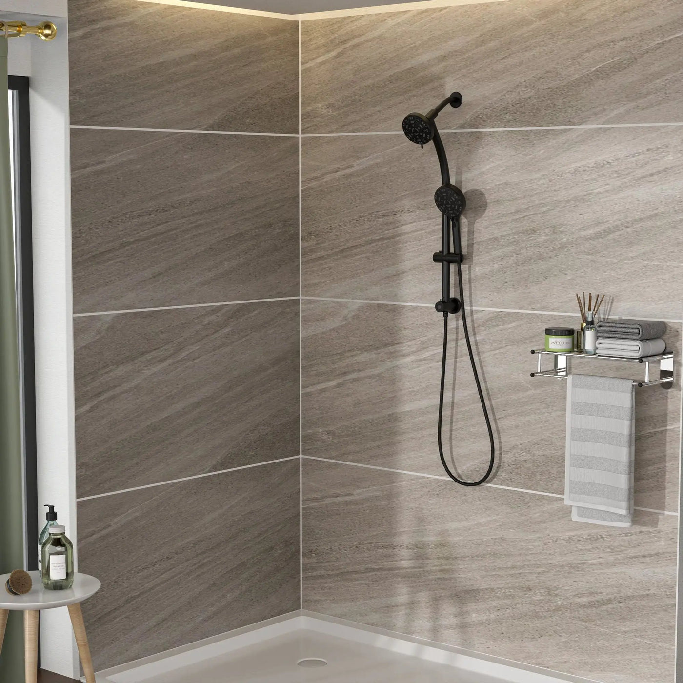 Multi Function Dual Shower Head System With 4.7" Rain Showerhead, 8 Function Hand Shower, Adjustable Slide Bar by HouseOfZazla