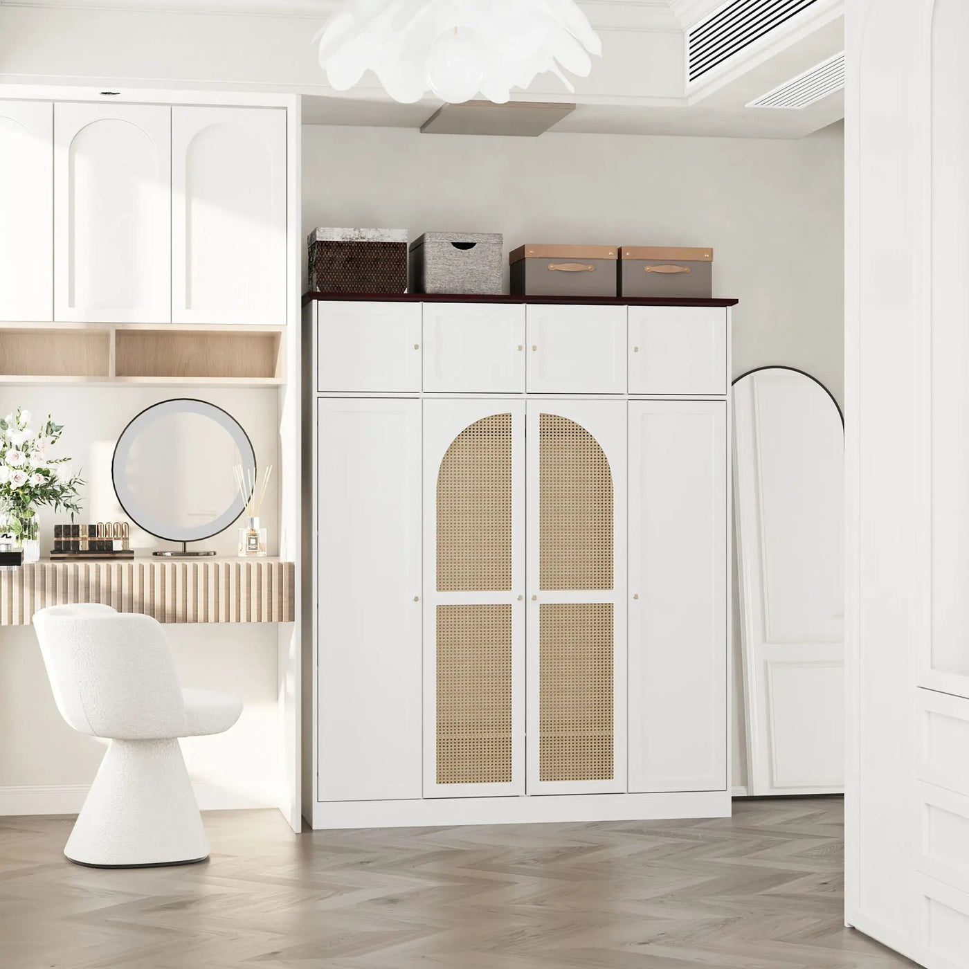 8 Door Armoire Wardrobe with Adjustable Shelves and Hanging Rod by HouseOfZazla