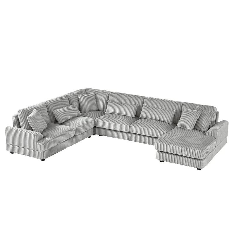 U - Shaped Sectional Sofa With Chaise Lounge, Oversized Living Room Sofa - Gray by HouseOfZazla