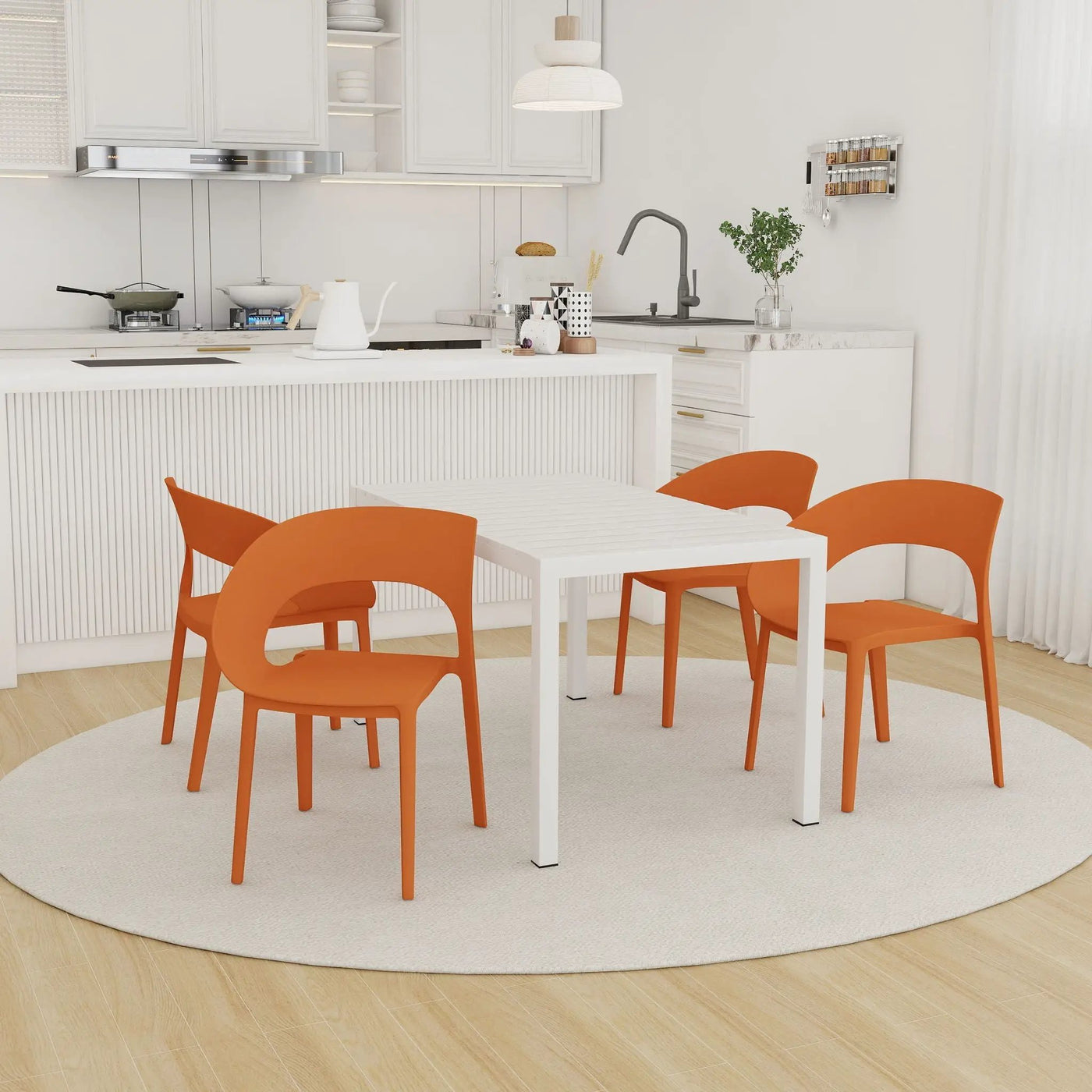 4 Piece Set Of Modern Designed Single Chairs With Long Table by HouseOfZazla