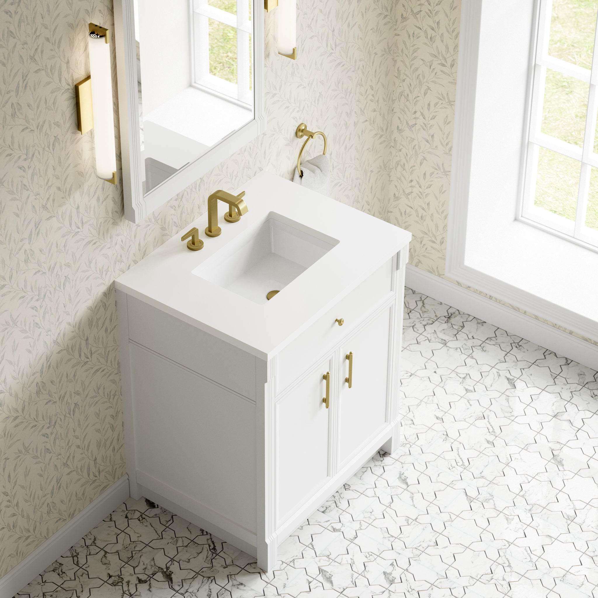 James Martin Bellshire 30" Single Bathroom Vanity, Bright White by James Martin