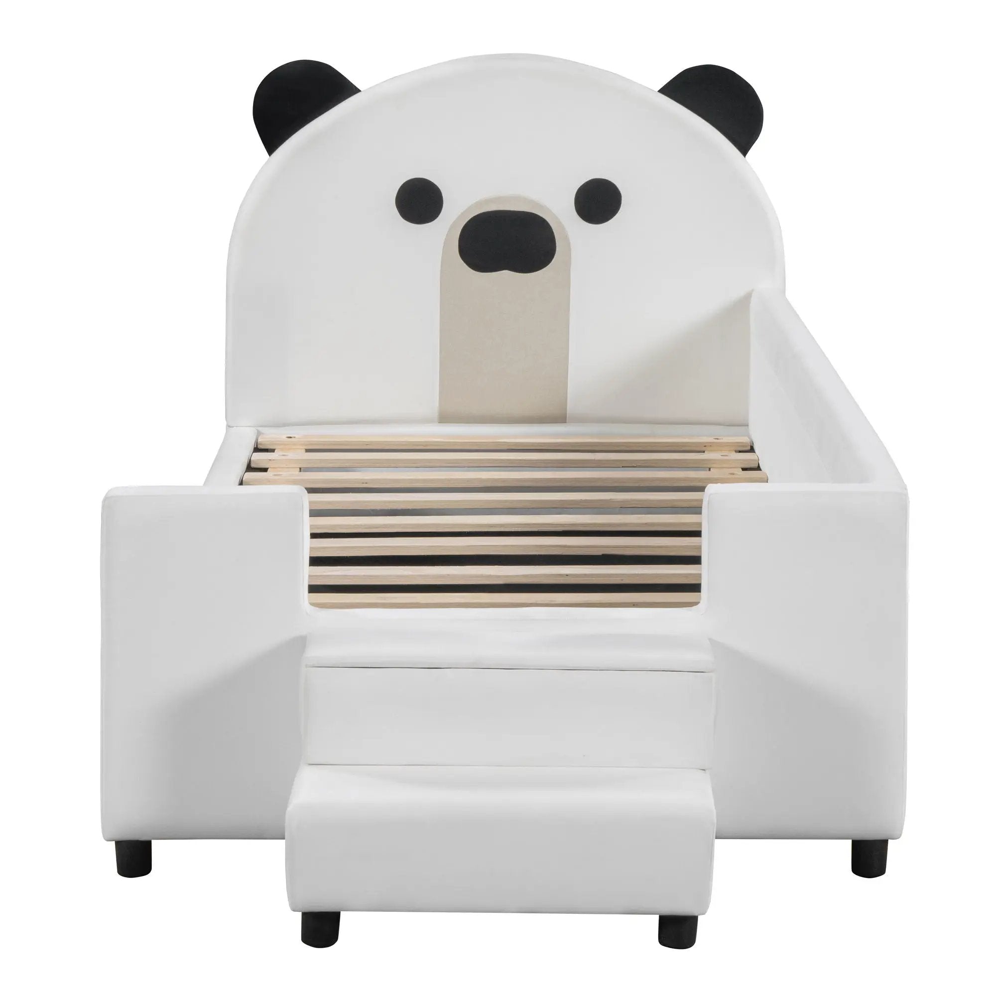 Upholstered Daybed With Bear Shaped Headboard, Hydraulic System And Breathable Fence by HouseOfZazla