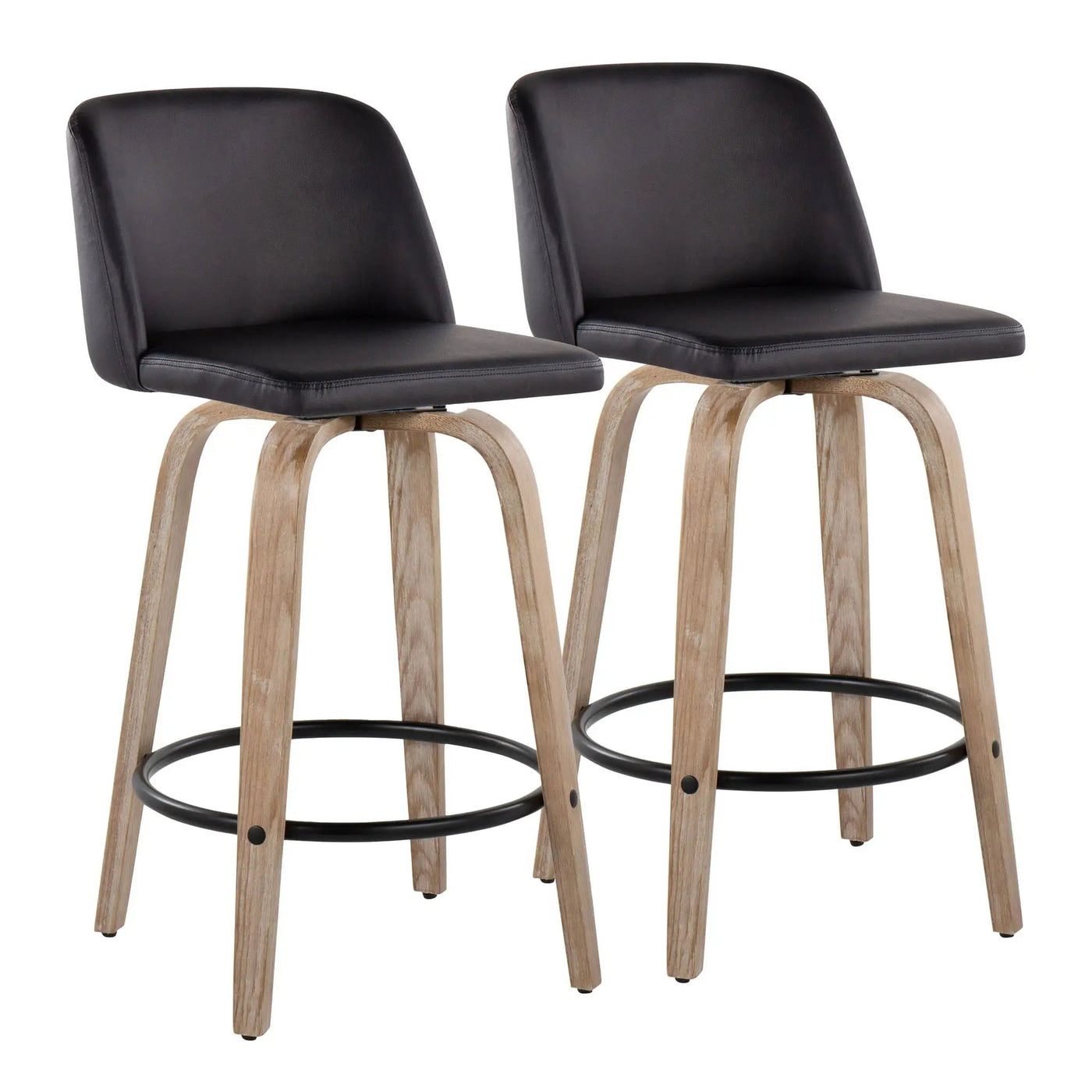 Toriano - Contemporary Fixed-Height Counter Stool & Swivel With Round Footrest (Set of 2) by HouseOfZazla