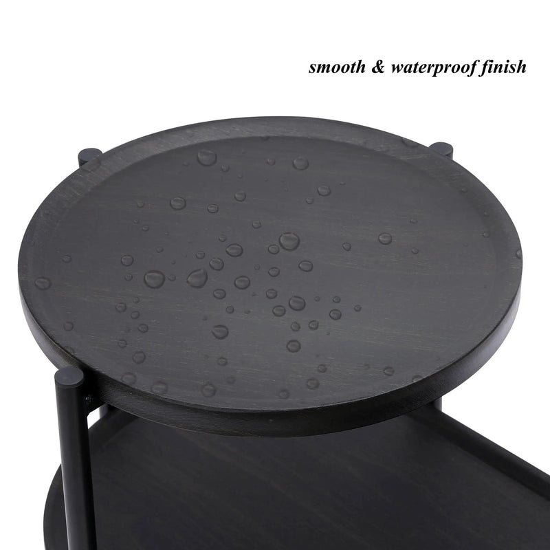 Round Coffee Table With Storage Tray 2 Tier Oval End Tables Wooden Small Side Table For Living Room by Unique Piece Furniture