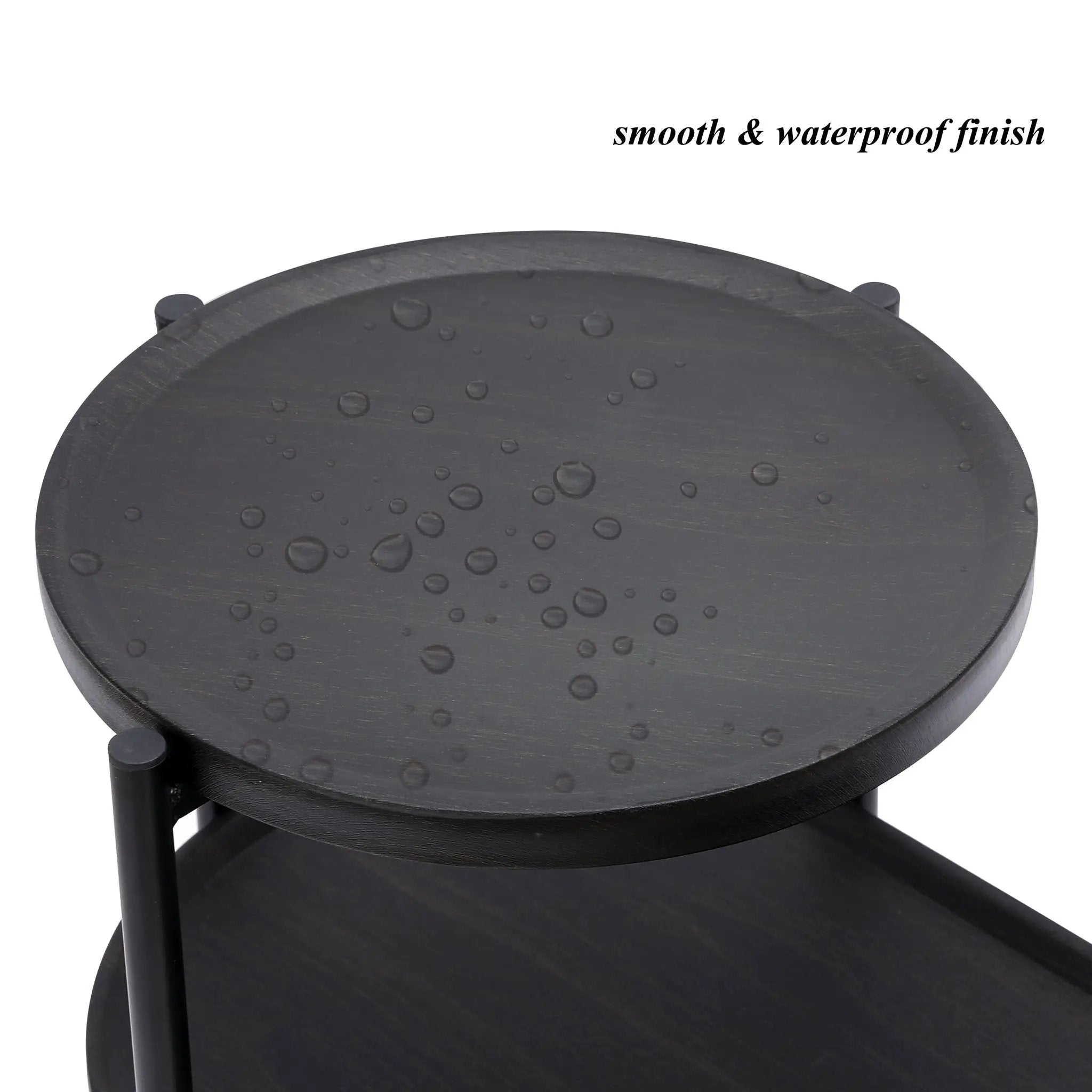 Round Coffee Table With Storage Tray 2 Tier Oval End Tables Wooden Small Side Table For Living Room by HouseOfZazla