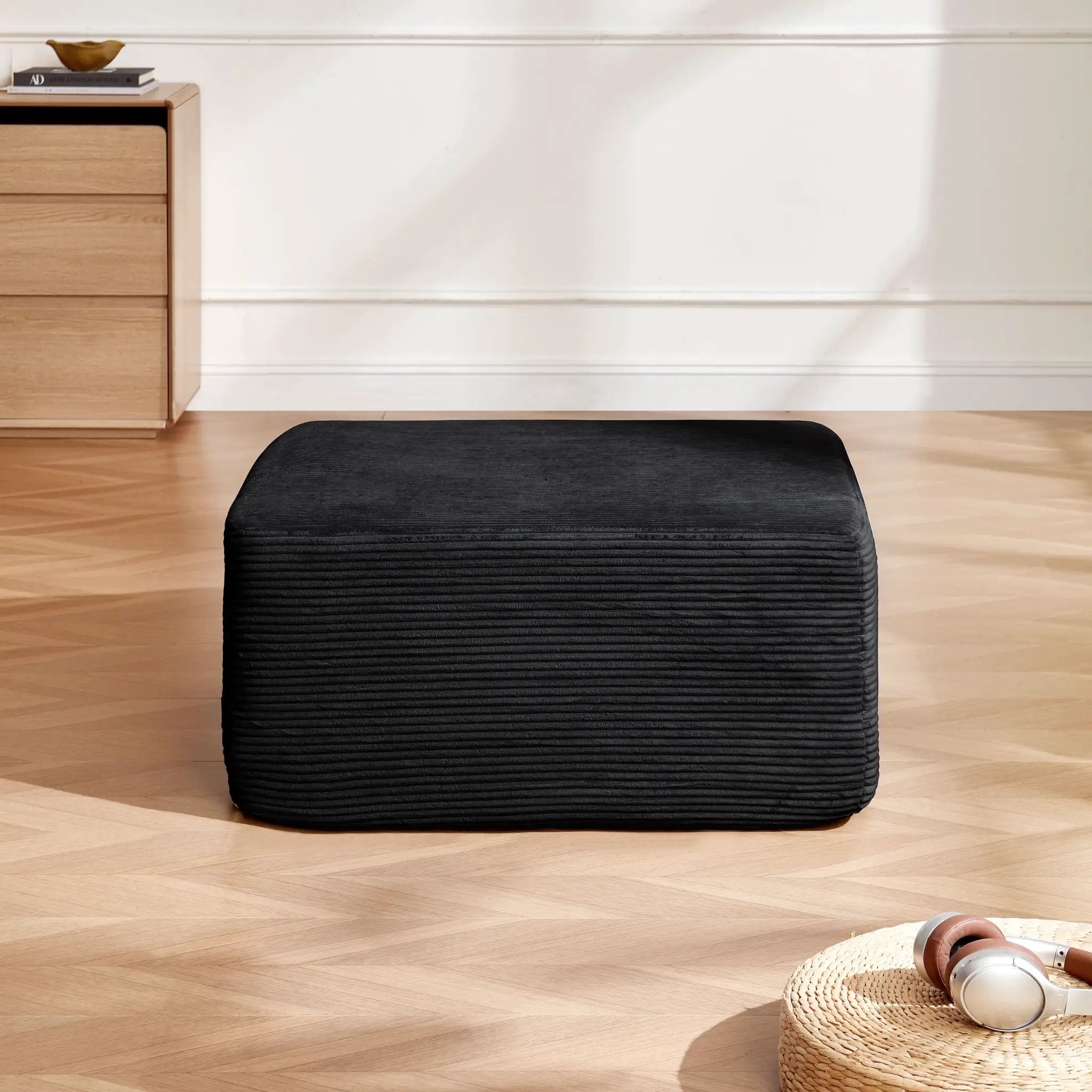 Black Corduroy Ottoman by HouseOfZazla