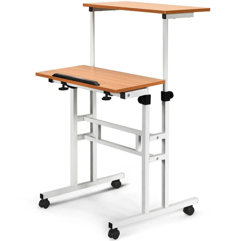 2 in 1 Height Adjustable Sit Standing Computer Desk by DirectDeals