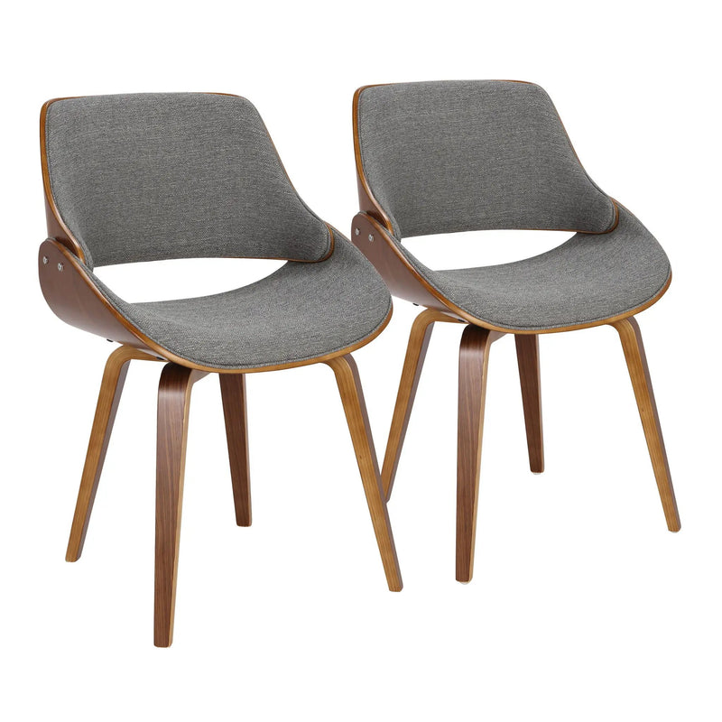 Fabrizzi - Mid-Century Modern Dining / Chair (Set of 2) - Walnut / Gray by HouseOfZazla