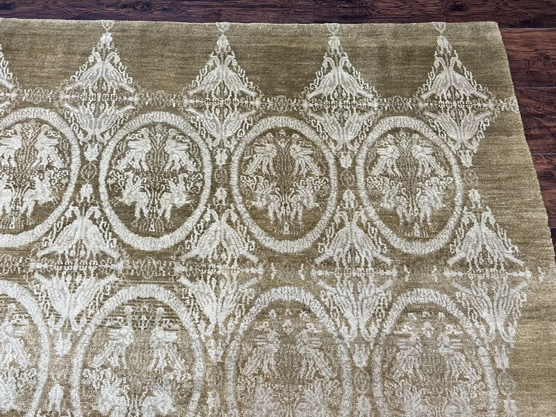 Tibetan Rug 12x15, Wool Hand Knotted Carpet, Odegard Rug, Birds, Olive Green, 12 x 15 Oversized Handmade Contemporary Area Rug, Extra Large by Jewel Rugs
