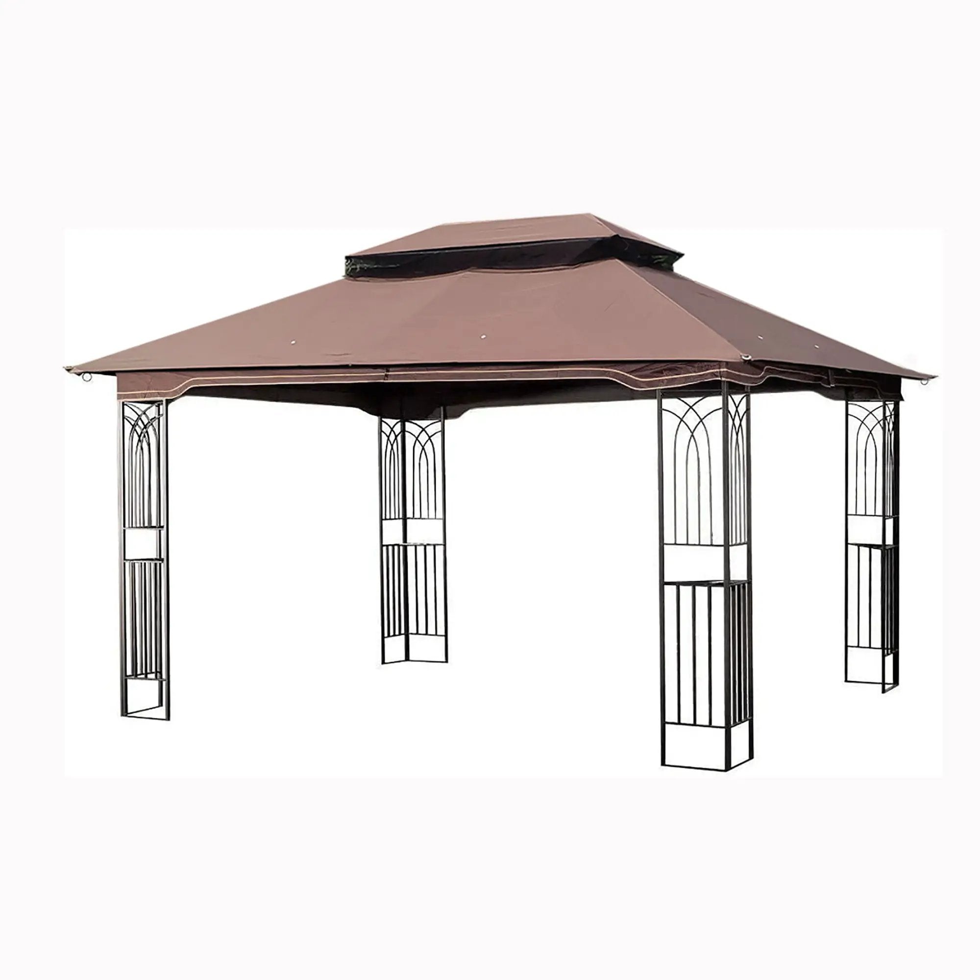 13 0 Outdoor Patio Gazebo Canopy Tent With Ventilated Double Roof And Mosquito Net (Detachable Mesh Screen On All Sides) Suitable For Lawn Garden Backyard And Deck Top - Brown by Unique Piece Furniture