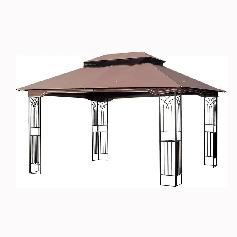 13 0 Outdoor Patio Gazebo Canopy Tent With Ventilated Double Roof And Mosquito Net (Detachable Mesh Screen On All Sides) Suitable For Lawn Garden Backyard And Deck Top - Brown by HouseOfZazla