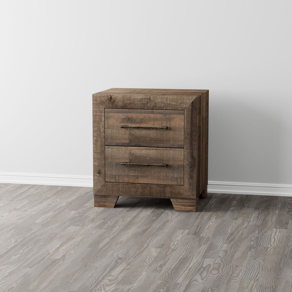 Brown 2 Drawer Nightstand with Functional Storage - Plinz, photo 6 of 6