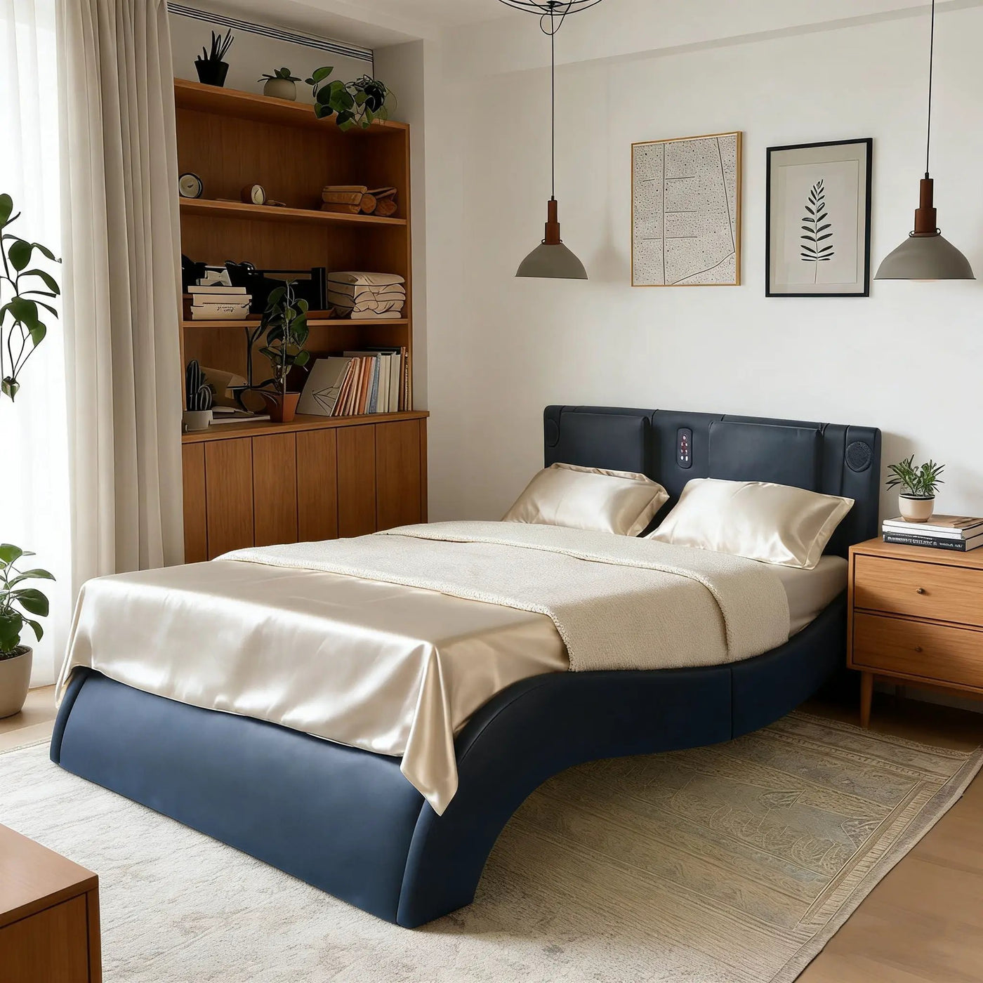 Platform Bed Frame With LED Lighting, Bluetooth Music, Vibration Massage by HouseOfZazla