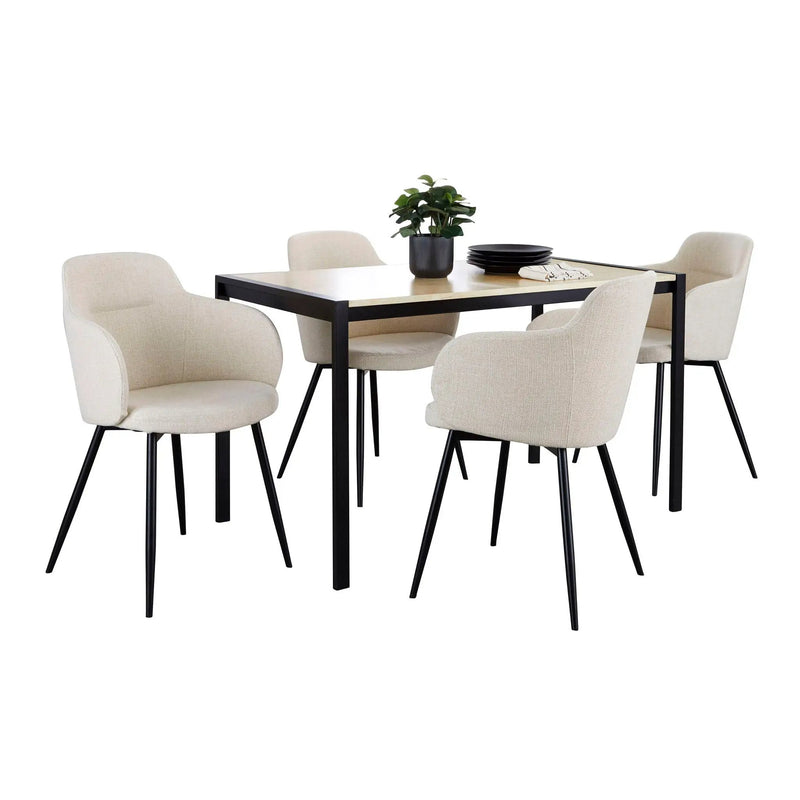 Fuji Boyne - 5 Piece Contemporary Dining Set - Black / Natural / Cream by HouseOfZazla