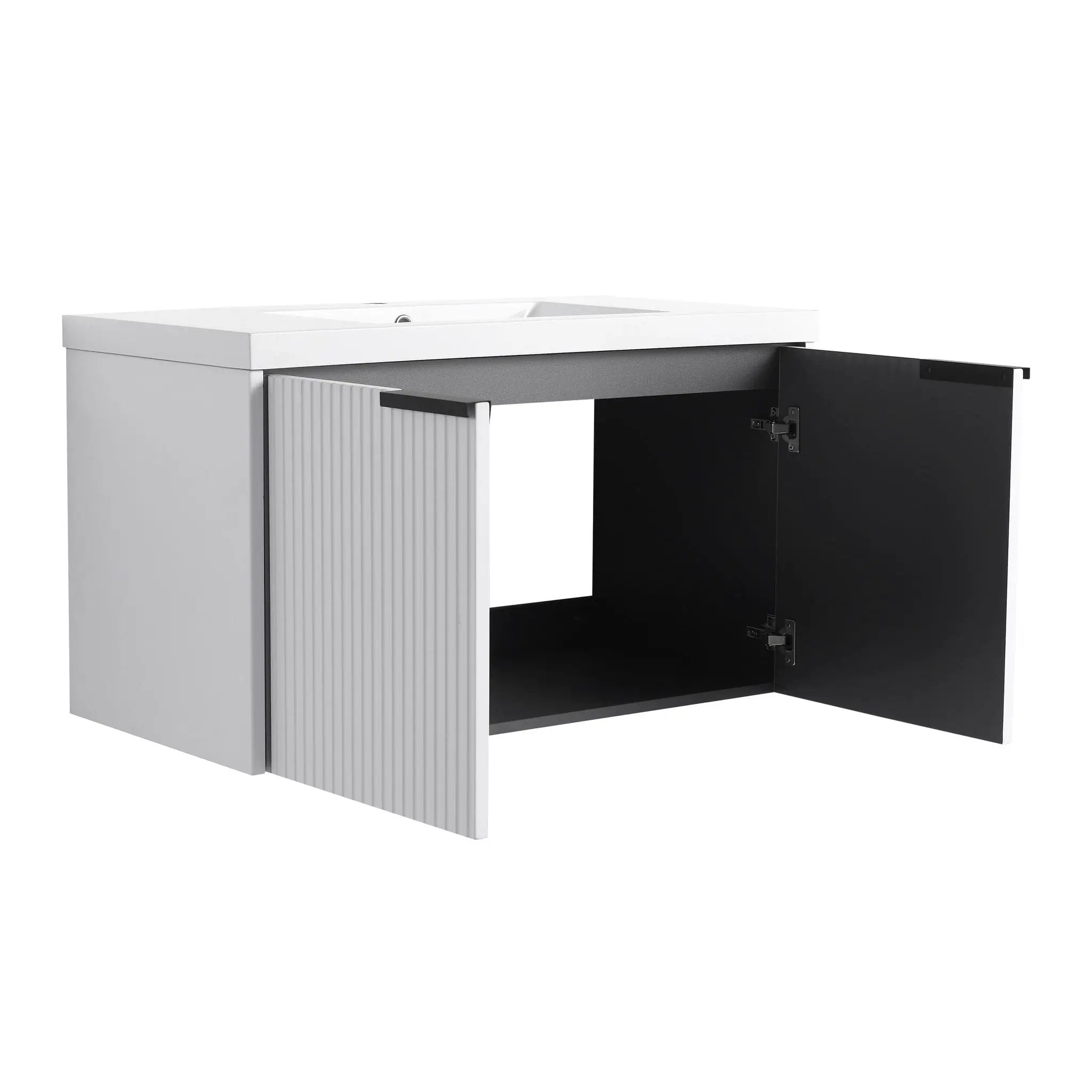 Contemporary Wall Mounted Bathroom Vanity With Resin Double Sink by HouseOfZazla